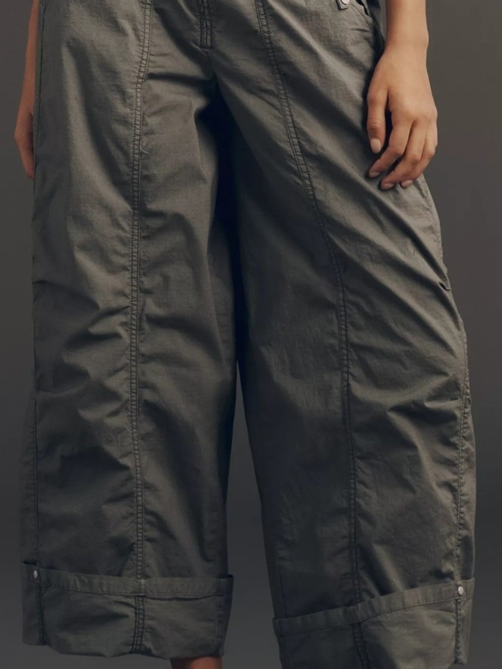 Pilcro Olive Green Wide Leg Cargo Pants - Picture 4 of 5